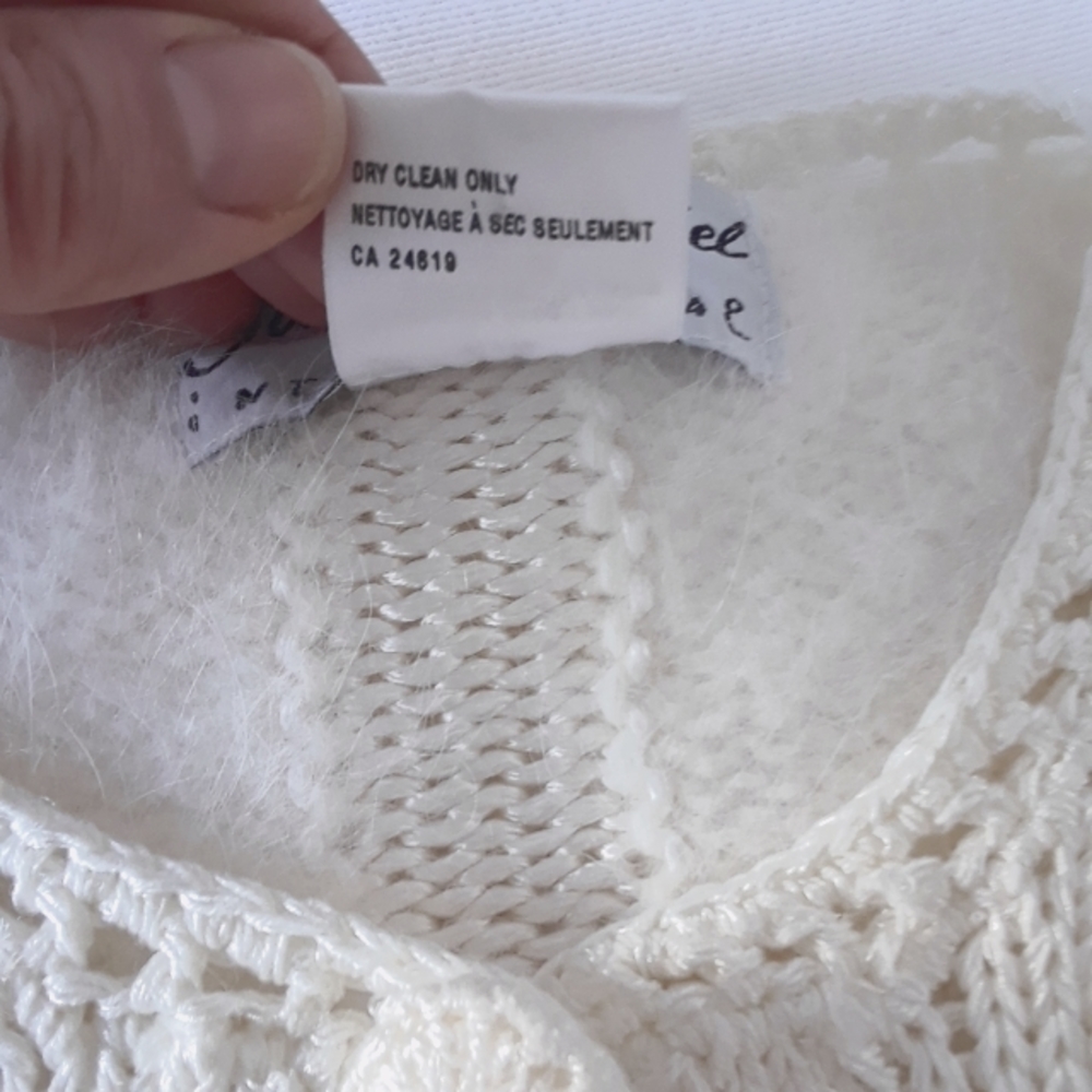 SOLD. Jacques Daniel. Angora Wool-Blend Knit Cardigan. Off-White. Small - Picture 16 of 16